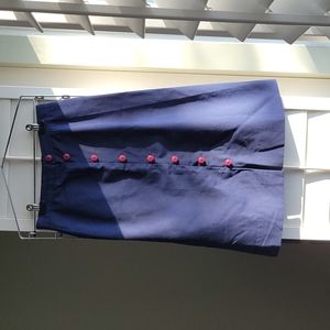 Vintage Navy pencil skirt with purple buttons